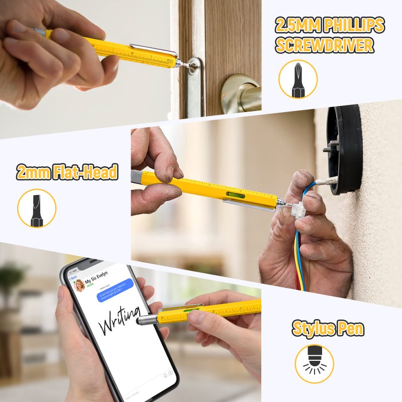 BIIB 6 in 1 Multitool Pen Valentines Day Gifts for Him, Mens Valentines Day Gifts, Mens Gifts for Dad Boyfriend Husband, Birthday Gifts for Men, Gifts for Men Who Have Everything, Cool Tools Gadgets - Image 3